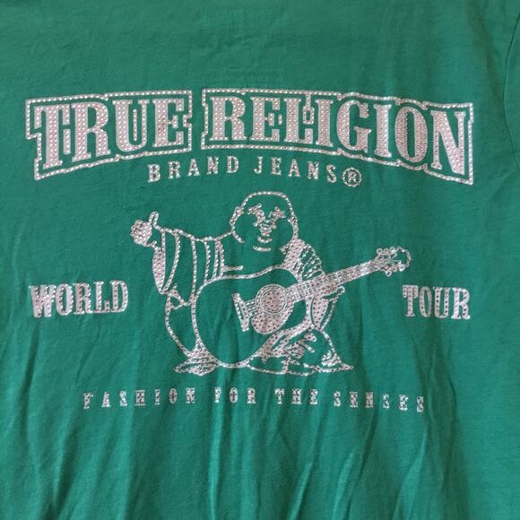 True Religion Green V-Neck T-Shirt - Picture 7 of 11